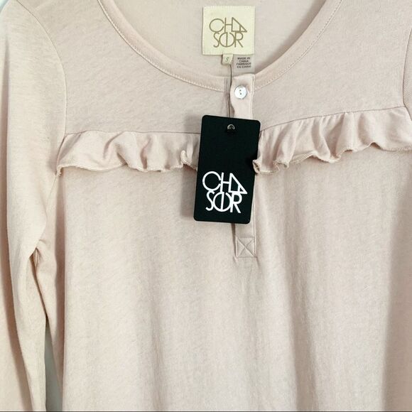CHASER long sleeve ruffle button down top Sz S - Picture 6 of 9